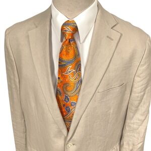 Lauren Ralph Lauren Blazer Mens 43R Tan Lightweight Linen 2-Button